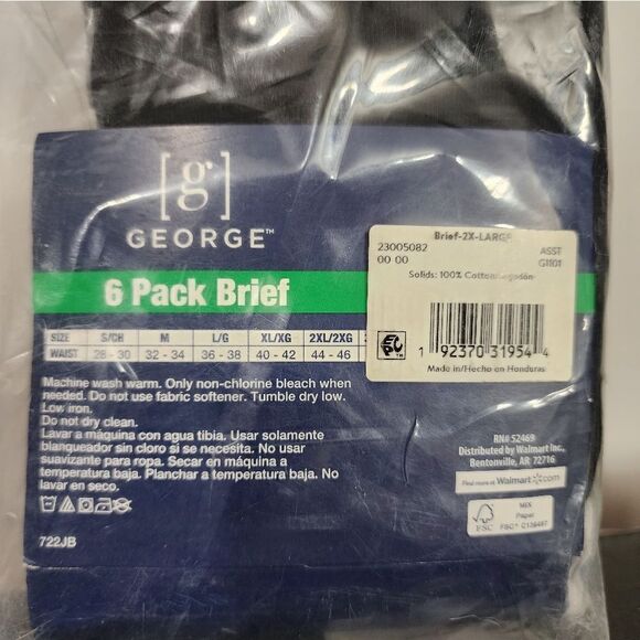 New George 6 Pack Antimicrobial Moisture Wicking Tagless Briefs 2XL - Picture 5 of 5